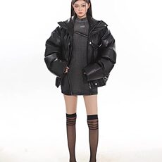 网络图现货PU皮加厚棉服外套金属绑带面包服棉衣RM8080-P125，男装棉衣，星座1005-4