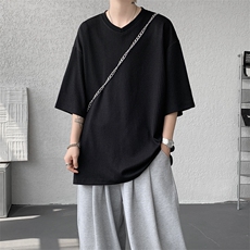 8XL-M短袖肌理感冰丝凉感T恤特大码鸡心领半袖纯色体恤DX1216/P28，男装T恤，电商B238