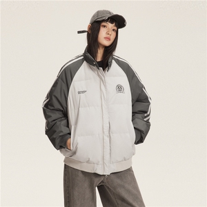 2025冬款侧条纹拼色绣花立领羽绒服-5632-358图片