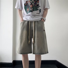 夏季高质量牛仔短裤麻绳腰带弹力腰DK9923p40，男装牛仔裤，星座1013
