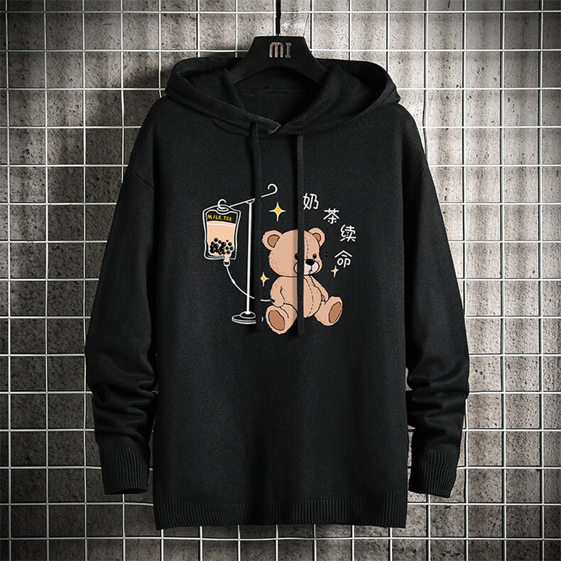 LM68194-P58加绒款-P68连帽毛衣男大码带帽针织衫男毛线衣网格,男装针织衫/毛衣,电商A040A