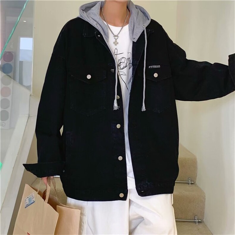 连帽牛仔外套男秋季韩版潮流痞帅衣服高级感ins潮牌夹克8863-p70,男装夹克,星座1008-1