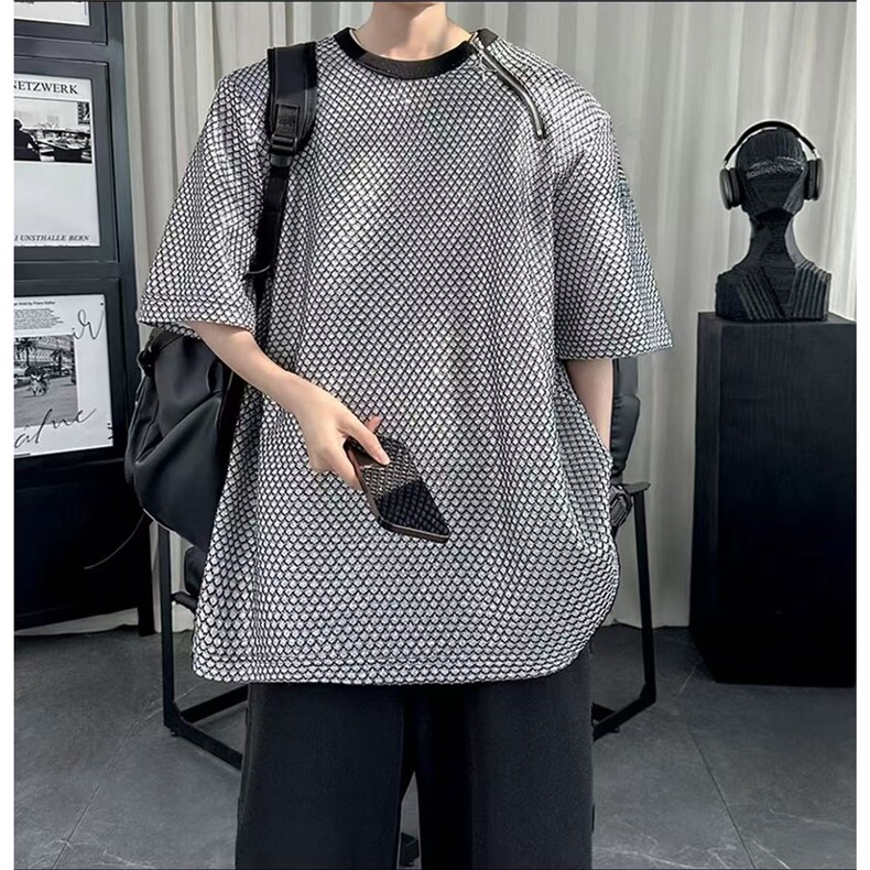 设计感垫肩t恤男夏季痞帅炸街正肩短袖高级感半截袖TKA07-P50,男装T恤,星座208-5
