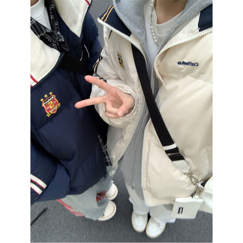 1506-1/M76091/P89韩版盾牌刺绣藏青色棉服外套冬季加厚男女同款,男装棉衣,星座1506-1