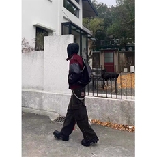 酒红色美式高街飞行员夹克外套高级感痞帅拼接棒球服JKJ31特P73，男装夹克，星座908-1