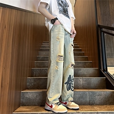 xz116-k1079-P55-控78现货大码破洞牛仔裤，男装牛仔裤，星座116