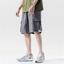 2021夏季新无影墙日系大码男工装大口袋反光休闲裤短裤K2030-P40，男装休闲裤，电商A001