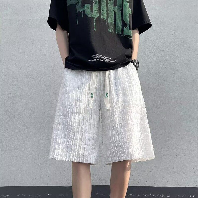 冰丝短裤男夏季薄款潮牌宽松大码运动裤子速干休闲五分沙滩裤，男装休闲裤，星座506