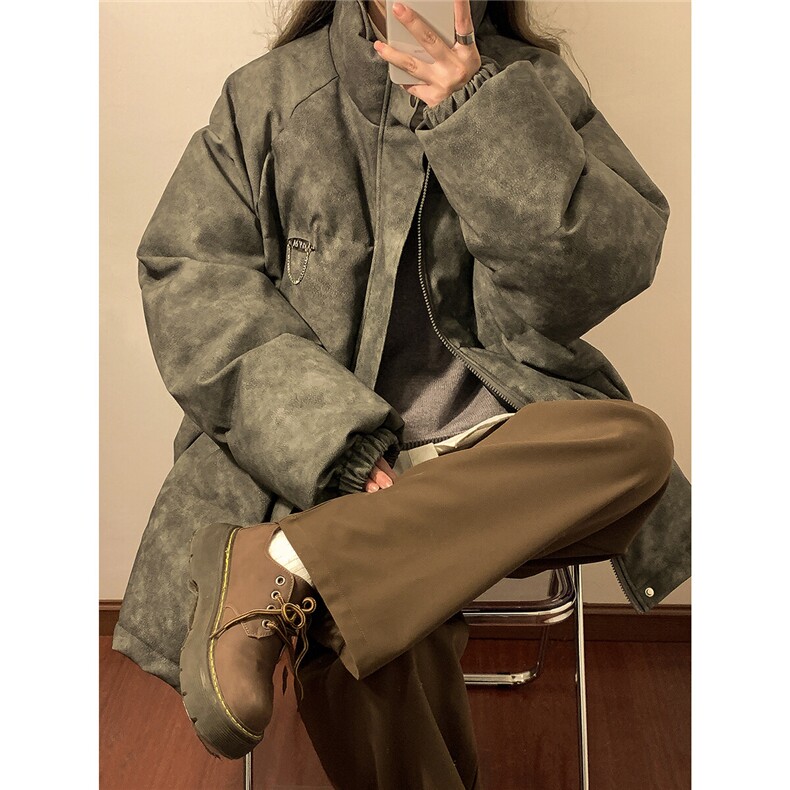 中性PU皮复古做旧金属设计棉衣男MY77102P130控198,女装棉衣/棉服,星座227-7