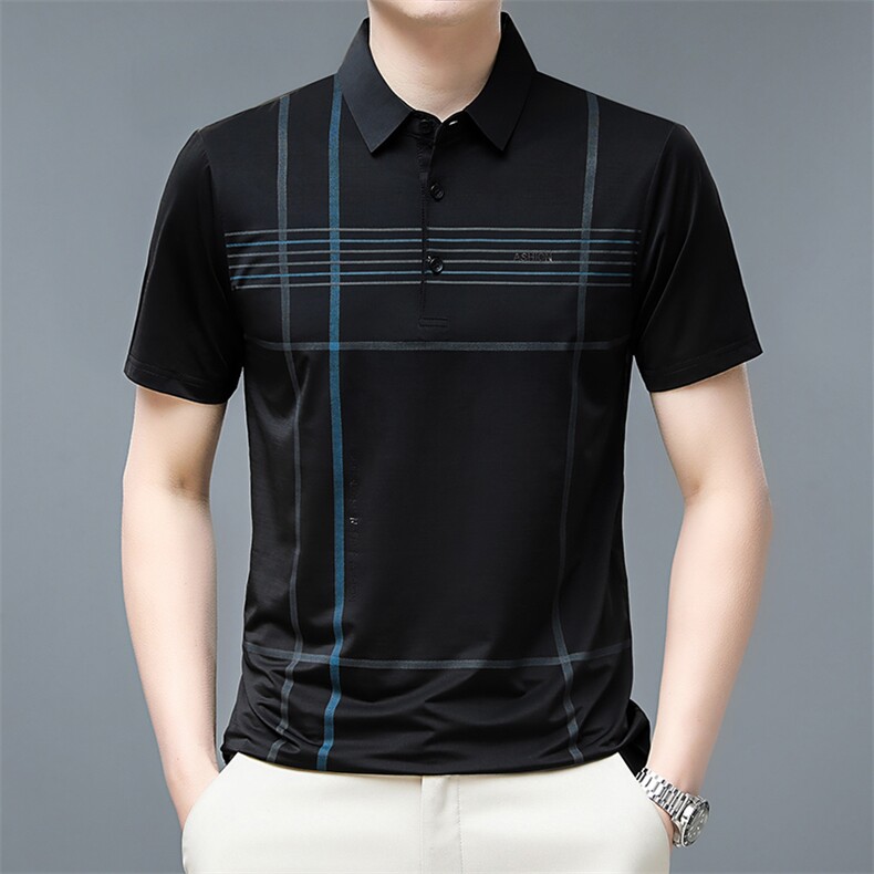23夏季新款时尚潮流中年男士商务T恤休闲百搭短袖Polo衫P014-P30，男装Polo衫，星座1402-2