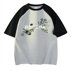 浅灰色拼黑袖