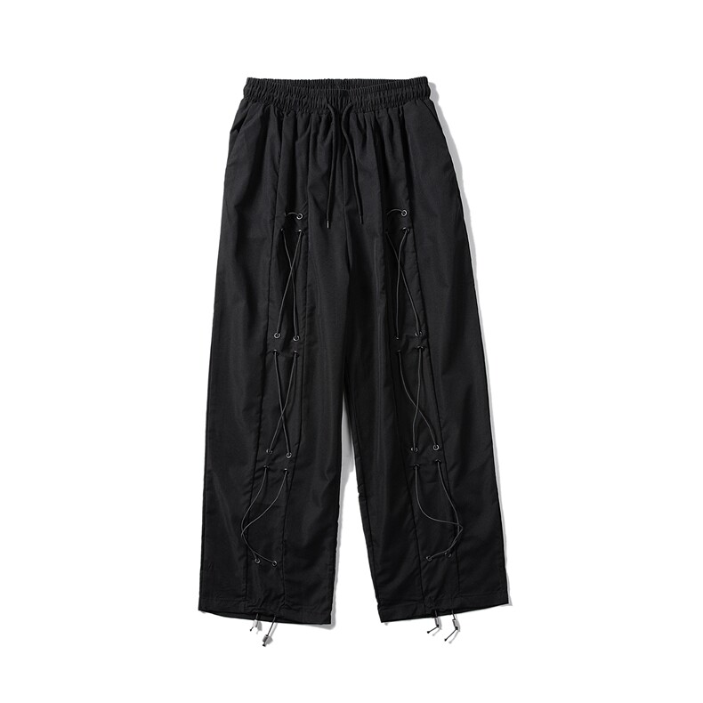 炸街裤子反光条纹夜跑裤男秋季vibe风设计感裤子运动长裤K240-p35,男装休闲裤,星座1008