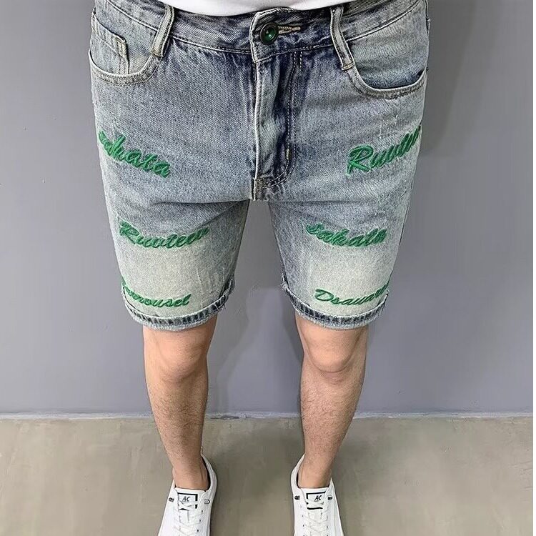 新款牛仔短裤男2025夏季薄款中裤美式街头百搭宽松运动休闲五分裤,男装牛仔裤,星座506A