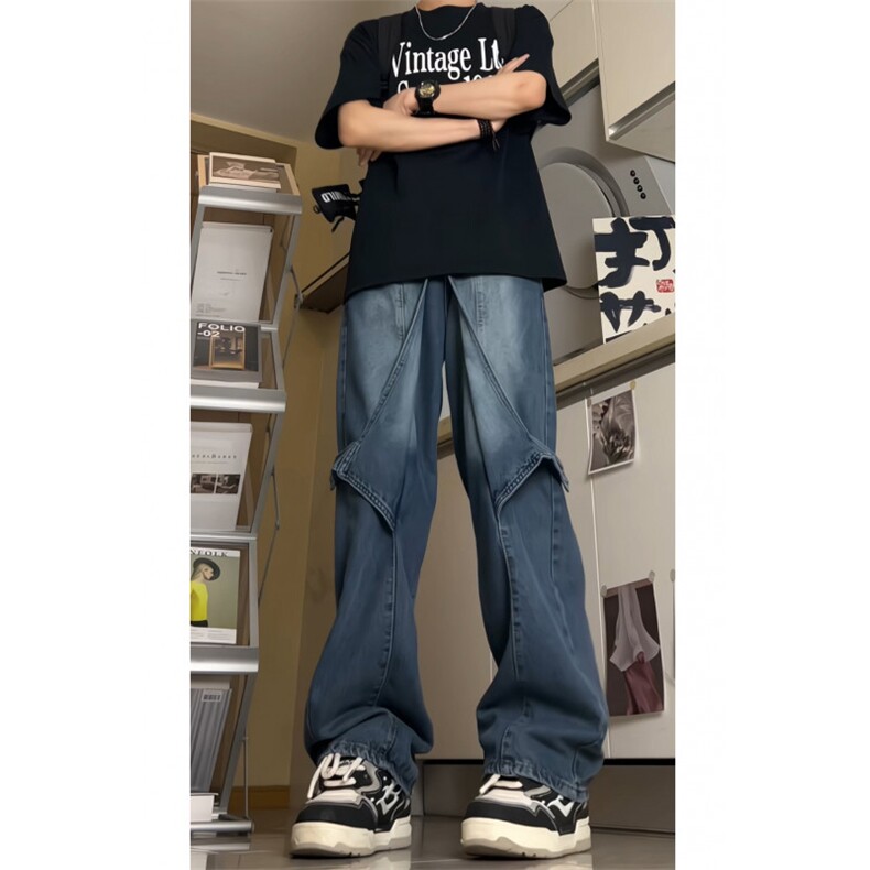 24春夏解构高品质高街美式复古牛仔裤XZ603-DK901-P65控88,男装牛仔裤,星座603