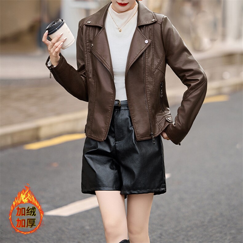海宁高端时尚皮衣女2025春秋绵羊皮女短款皮夹克气质皮外套小个子,女装皮衣,美拉德工厂直营店