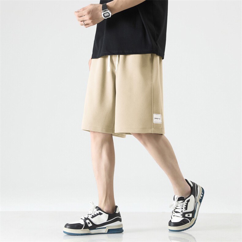 夏季纯色简约休闲绣标直筒裤时尚抽绳重磅华棉短裤XD1712特批35,男装休闲裤,星座718
