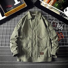 2021春秋季新款日系网格工装大码男休闲翻领夹克外套J966-P80，男装夹克，电商A001