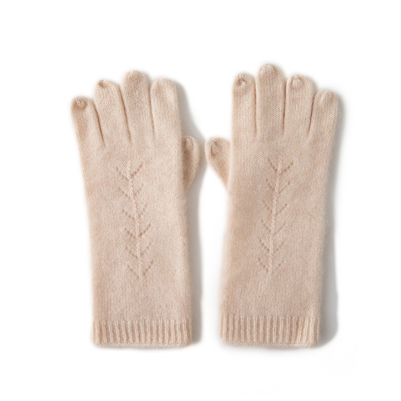 2025年新款百搭男女通用提花双股加厚保暖分指手套，手套，轩妮羊绒