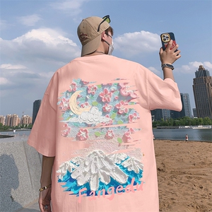 ！纯棉重磅220克 夏季男士印花短袖T恤QT707-T234-P25图片