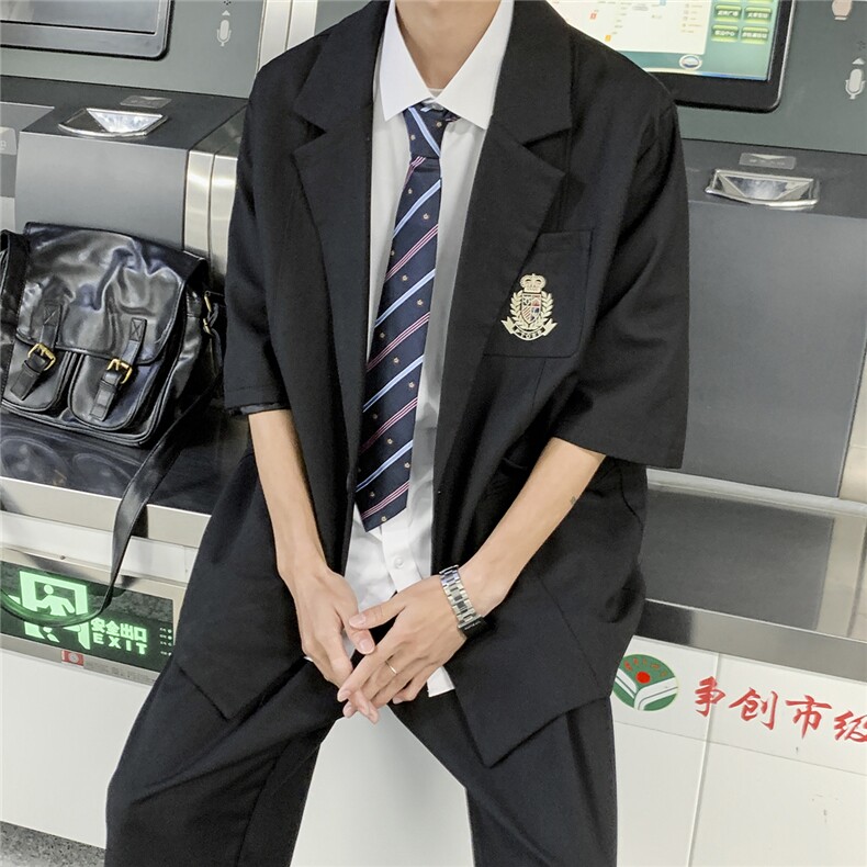 夏季短袖西装男七分袖套装JK西服外套DK制服XF01同款衬衫也有,男装T恤,电商A426-1(原A430-1)