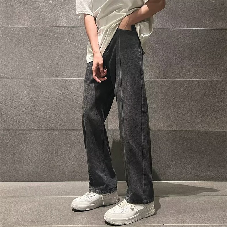 美式vibe裤子高街水洗牛仔裤男设计感小众拉链裤N752P48,男装牛仔裤,星座1116-2