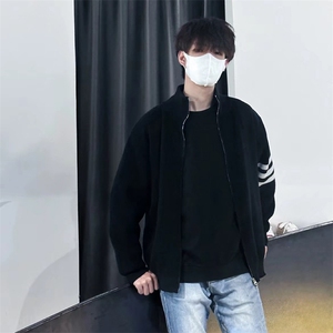 重磅秋冬北极绒开衫毛衣美式复古休闲慵懒风男女立领针织衫外套图片
