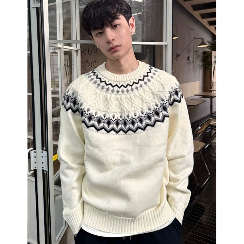 staythenight费尔岛提花毛衣男女秋季慵懒风针织衫小众设计感线衫,男装T恤,星座1116A（原606A-3）