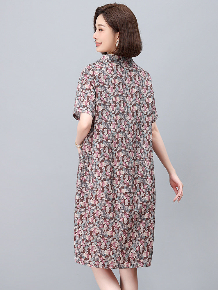 纯棉碎花连衣裙女夏2025新款中年妈妈宽松大码遮肚子显瘦减龄裙子,女装连衣裙,依恋蒂丝
