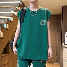 夏季刺绣男士背心圆领无袖T恤大码休闲上衣潮体恤A266-BX022-P18，男装T恤，电商A266