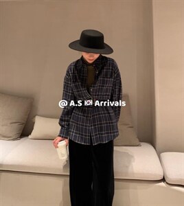 韩系百搭格子衬衫,女装衬衫,A.S BAINA 艾莎佰纳