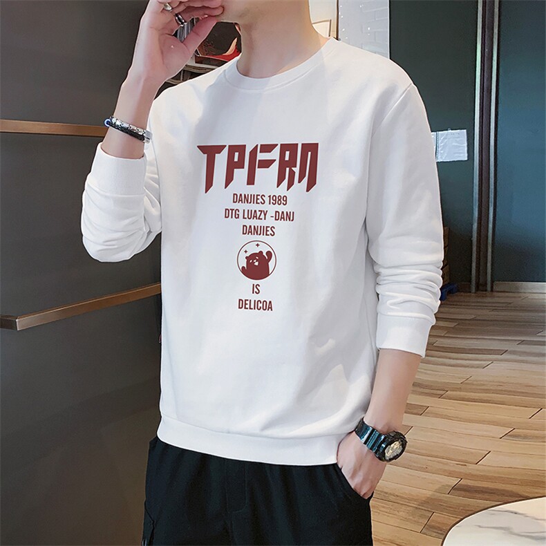 男士2021春秋季新款潮流潮牌圆领卫衣春秋ins秋装上衣服DF115T图片