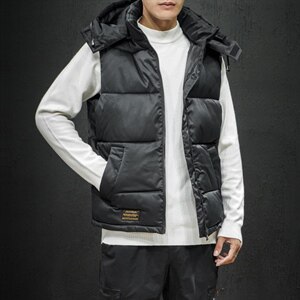 2021秋冬新黑墙日系大码小仙鹤保暖加厚棉马甲连帽外套男M723-P75图片