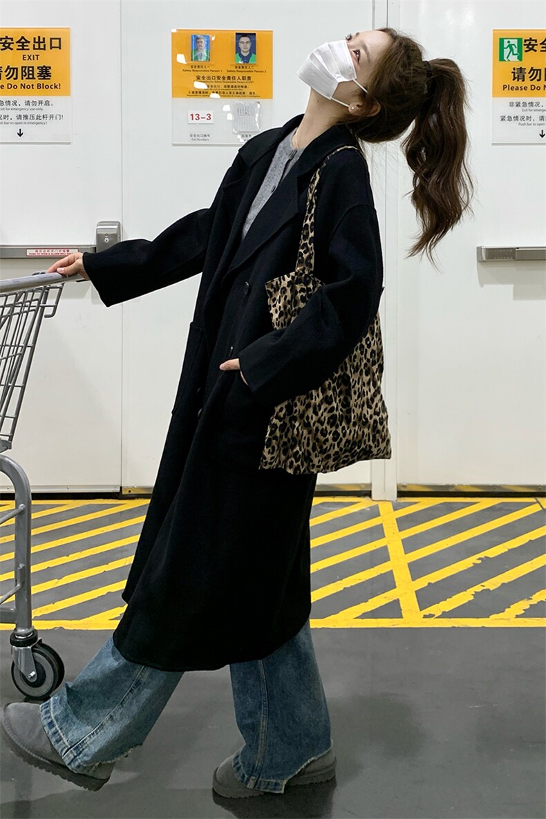 现货赫本风黑色气质双面羊毛大衣2C212-G20-P225-K328,女装毛呢外套,2C212
