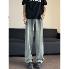 潮牌宽松星空纹直筒牛仔裤男款新款男士夏季美式裤子N00600-PP45，男装牛仔裤，星座1008-1