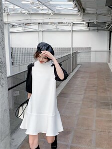 时尚撞色拼接重工镶砖连衣裙,女装连衣裙,非次元