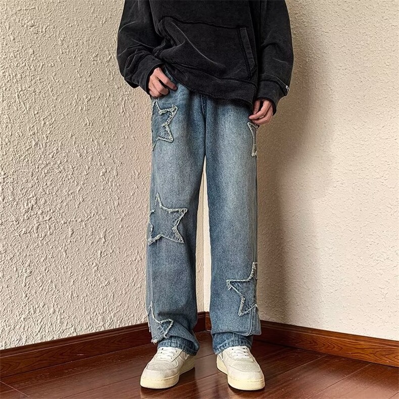 牛仔裤男秋季潮大码休闲裤子高街N2206P45,男装牛仔裤,星座1116-2