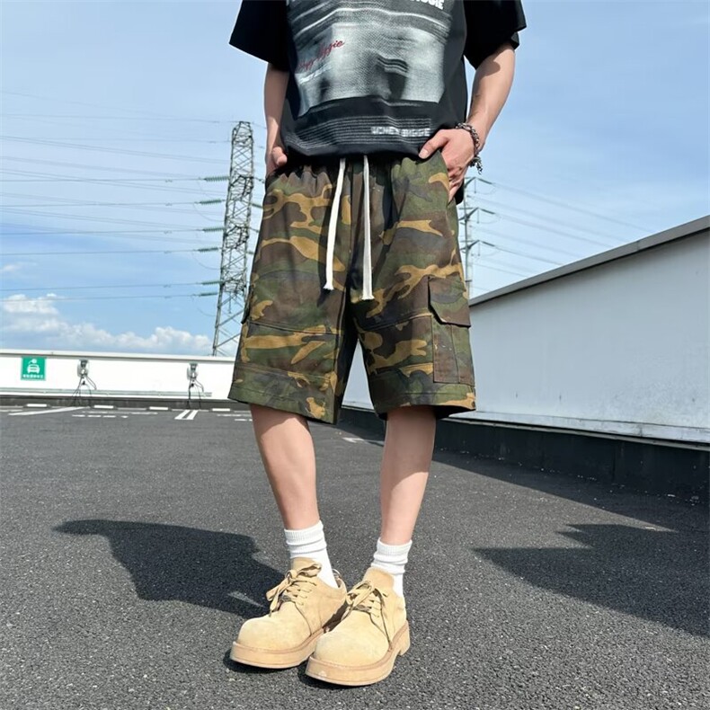夏迷彩工装短裤男美式街头宽松休闲机能风痞帅五分中裤K6555-P43,男装牛仔裤,星座412-3