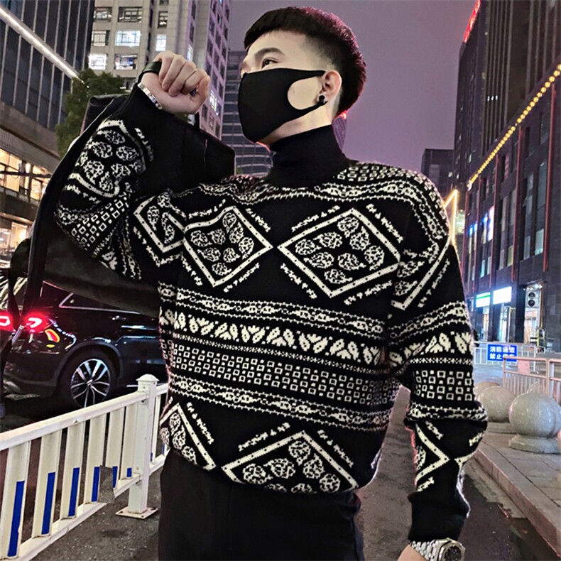 LV102/特P103控143冬季社会小伙高领美系韩版针织衫打底毛衣男黑1,男装T恤,星座305B