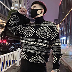 LV102/特P103控143冬季社会小伙高领美系韩版针织衫打底毛衣男黑1，男装T恤，星座305B