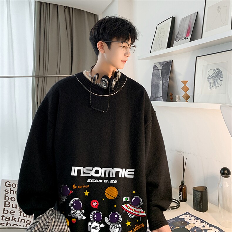 控78假两件毛衣男大码加绒针织衫男毛线衣M80228-P55加绒P70,男装针织衫/毛衣,电商A040