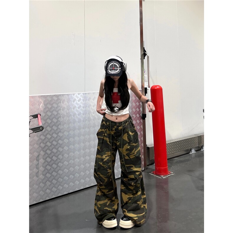 W10442-P58网图现货美式迷彩伞兵工装裤宽松阔腿嘻哈街舞休闲裤,男装工装外套,星座1608
