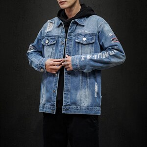 jk818-p90-限价128黑墙牛仔夹克肥仔秋款量足印花大码，男装夹克，星座103A