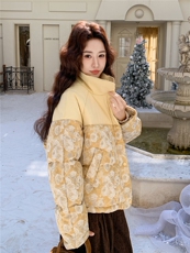 现货新款撞黄色买家秀已更风印花50羽绒2C282-995P245K388，女装羽绒服，2C282