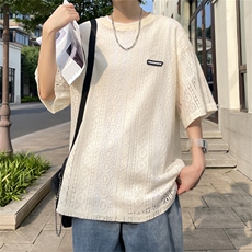 夏季镂空冰感时尚T恤新款时尚宽松透气个性纹路花纹短袖CS965-P45，男装T恤，电商A128