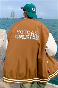 ！开衫男外套男夹克男宽松拼接棒球服男港风BQF341-P50图片