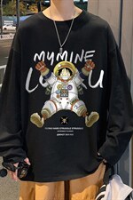 CX23-P25大码长袖t恤男春季新款打底衫男港风圆领卫衣男图片