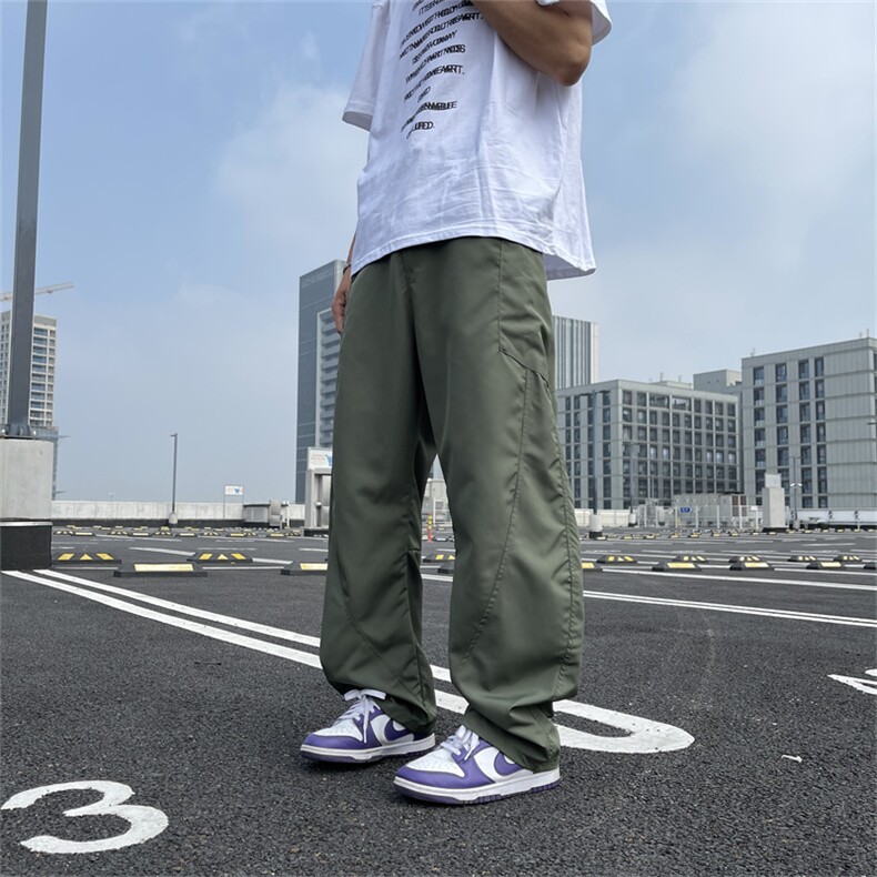 春季新款男士时尚潮流立体裁剪大口袋弯刀休闲裤小众慵懒风阔腿裤,男装休闲裤,星座218-1（原230）
