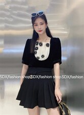 【现货】高品质撞色系手工钉花金丝绒上衣，其它，色调轩