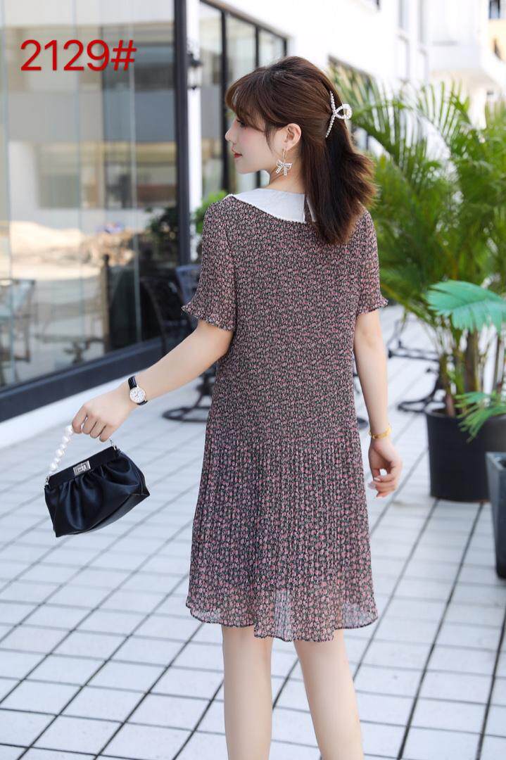 蝴蝶领系腰显瘦压驺连衣裙，女装连衣裙，罗兰春天