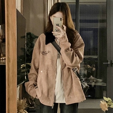 麂皮绒外套女春秋新款美式复古休闲棒球服潮牌C694-88，女装短外套，星座911-2(原星座613-2）